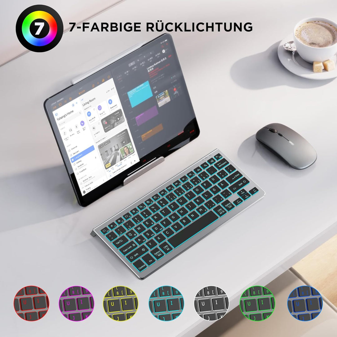 CACOE Deutsche Bluetooth Tastatur Kompatibel Mit iPad A16/10/iPad Air/Pro Tastatur Kompatibel Mit IO