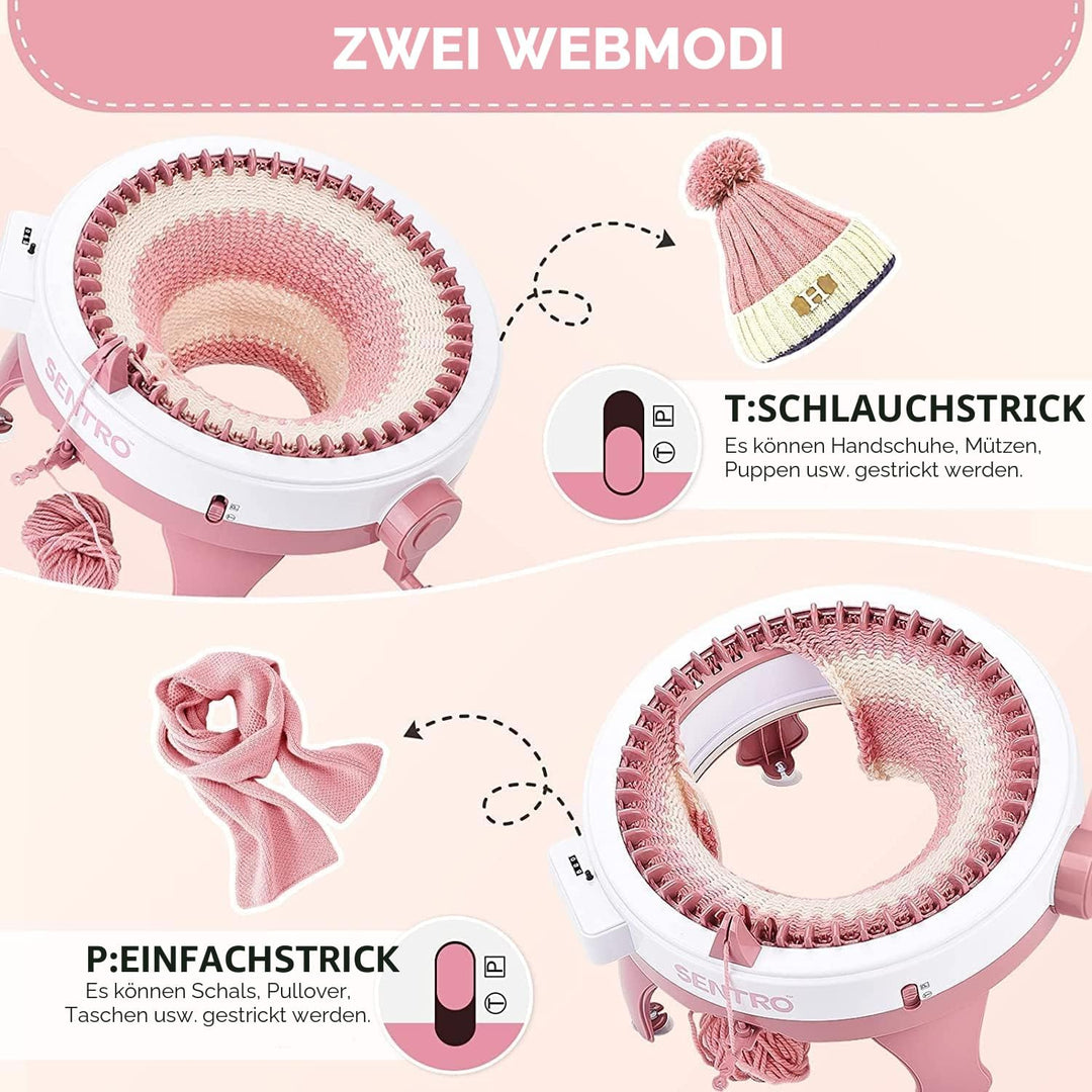 Zcvtbye SENTRO Strickmaschine, 48 Nadeln Strickmaschine mit Reihenzähler Stricken, DIY-Dualmodus str