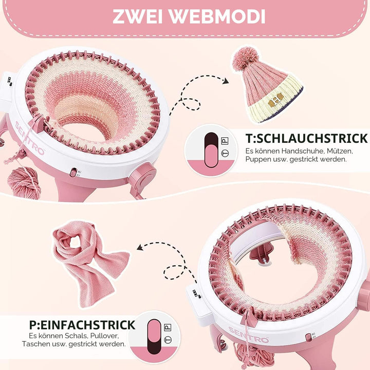 Zcvtbye SENTRO Strickmaschine, 48 Nadeln Strickmaschine mit Reihenzähler Stricken, DIY-Dualmodus str