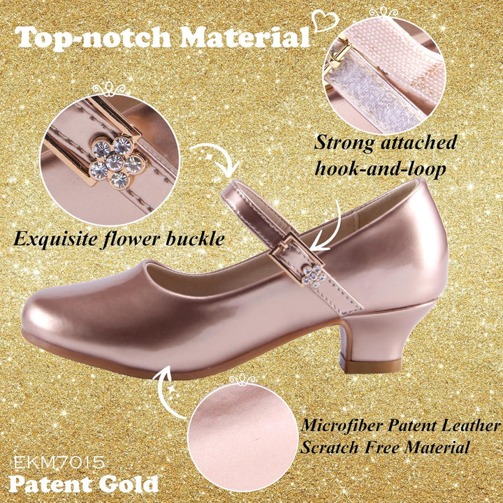 EIGHT KM EKM7015 Mädchen High Heel Kleid Schuhe Mary Jane Prinzessin Hochzeit Pumps Funkelnder Glitz