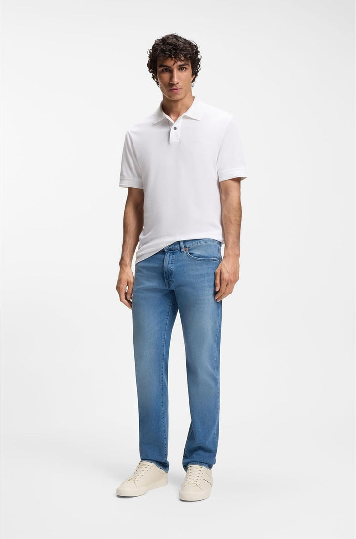 BOSS Herren Maine BC-L-C Blaue Regular-Fit Jeans aus schwerem Denim 32W / 30L Türkis441, 32W / 30L T