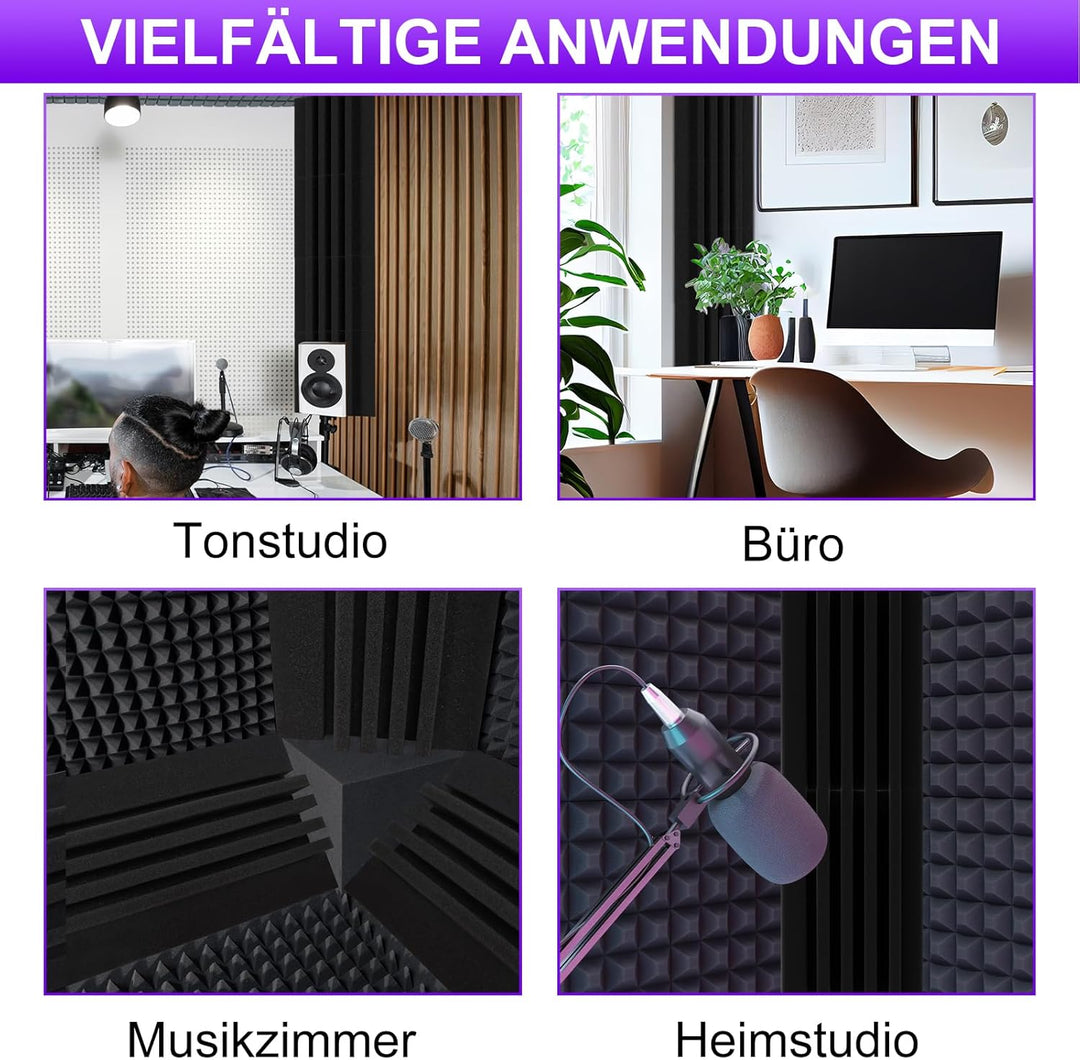 BXI Bass Traps - 12 Stück 10 X 10 X 30 cm Dichter Studio Bass-Schaumstoff Eckabsorber, Akustische Be