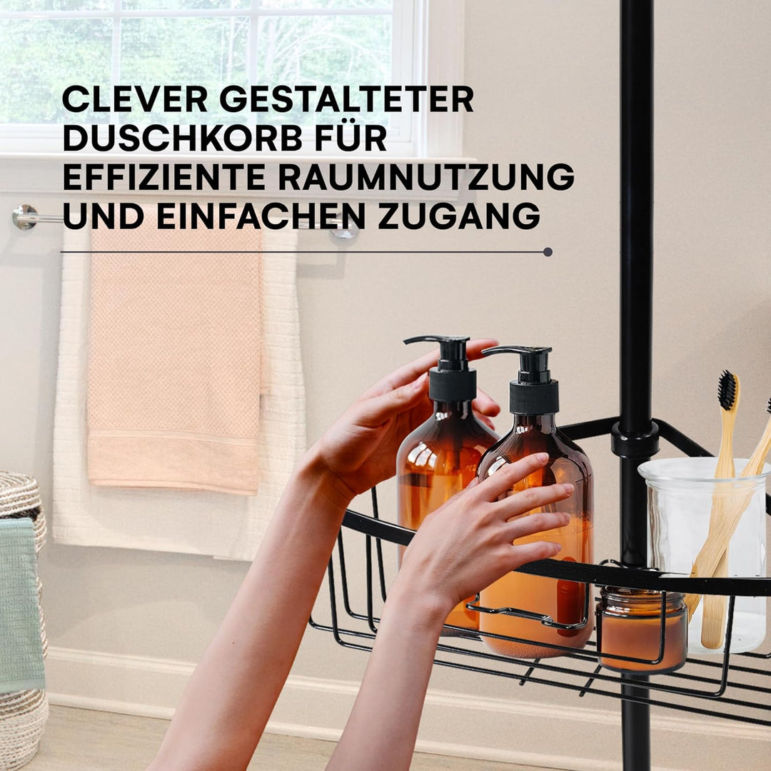 smartpeas Teleskop-Duschregal - Silber, rost- und Kratzfest, Edelstahl pulverbeschichtet, Elegantes
