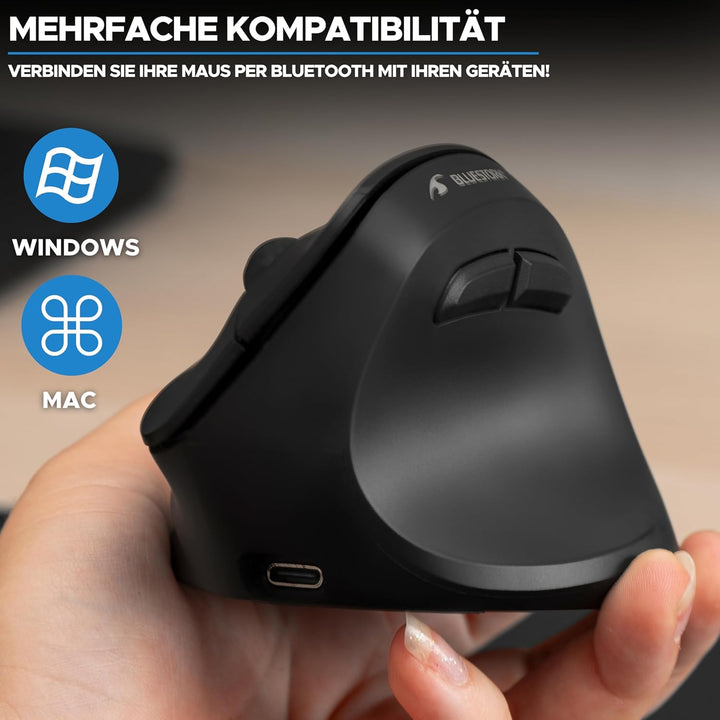 Bluestork - Ergonomische Vertikale Kabellose Maus 800-2400dpi 6 Tasten RGB Led - Ergonomische Maus K