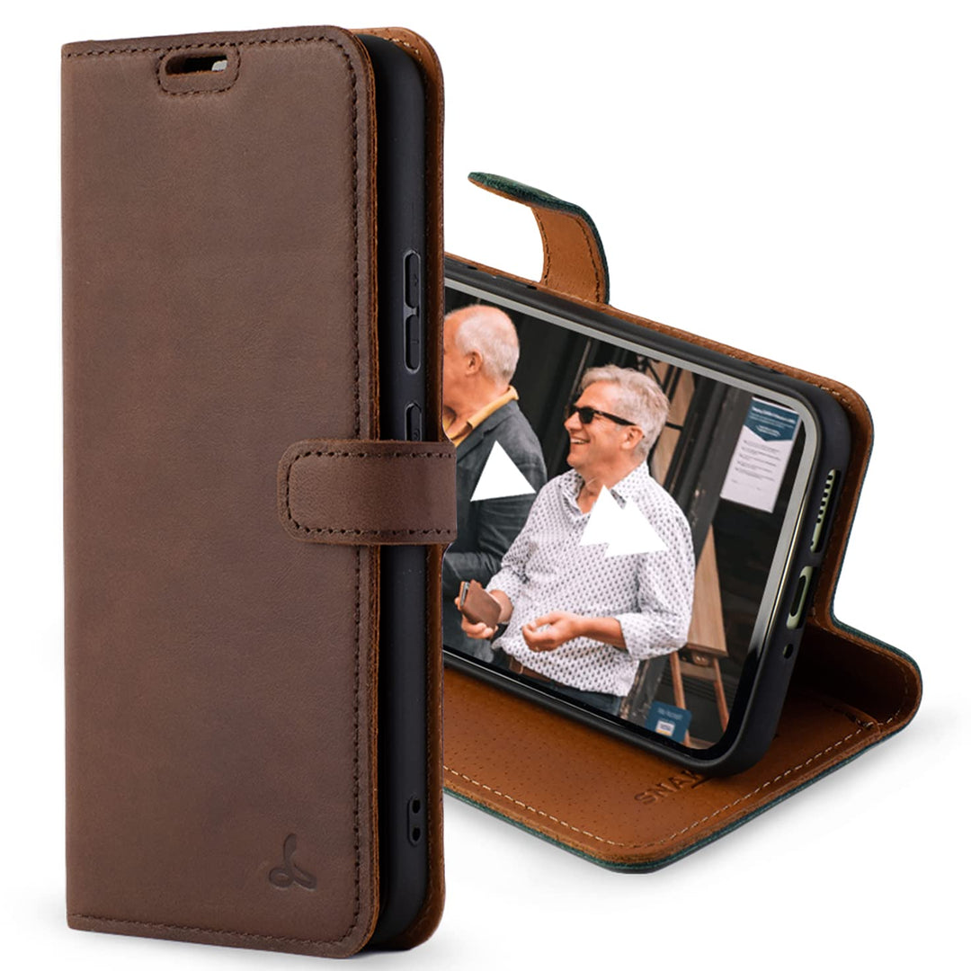 Snakehive Samsung Galaxy A34 Hülle Leder - Stylische Handyhülle mit Kartenhalter & Standfuss - Handy
