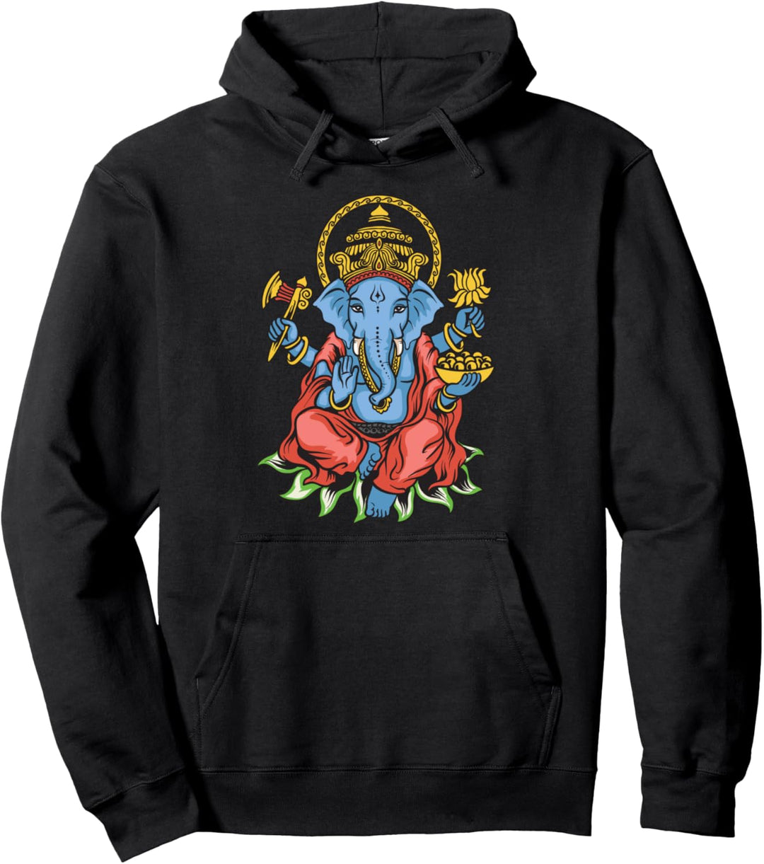 Spiritual Hindu God Ganesha Meditation Yoga Pullover Hoodie