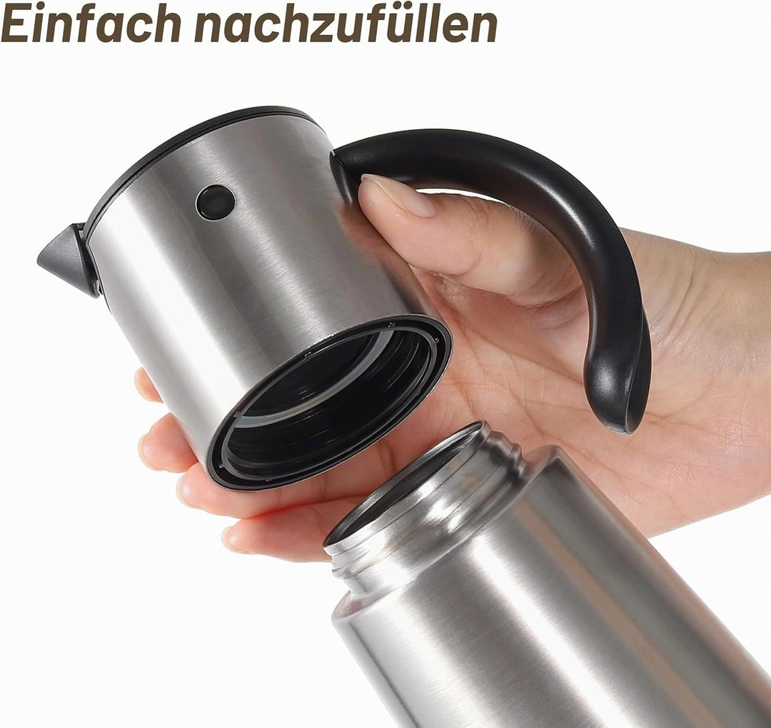 Vucchini Ölspender Edelstahl 300ml, Olivenölflasche mit Vogelähnlichem, Tropffreier, Abnehmbarer Aut