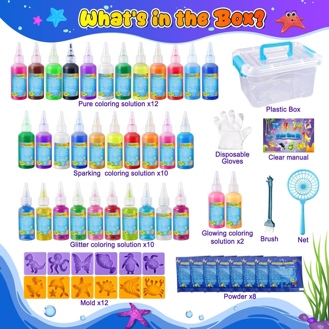 UNGLINGA Magic Water Elf Toy Kit für Kinder, 34 Flaschen Farbgel
