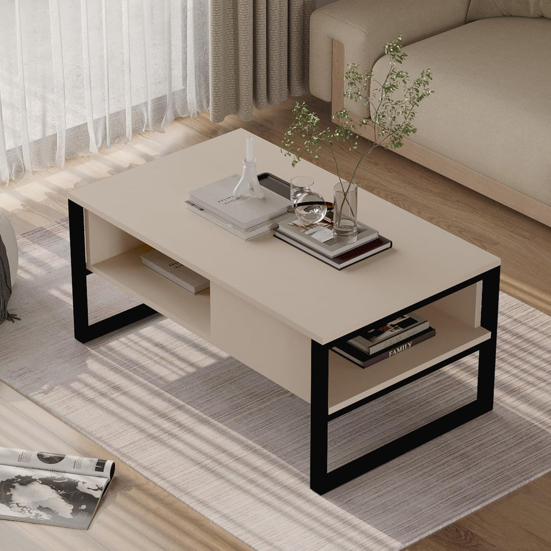 [en.casa] Couchtisch Laukaa Wohnzimmertisch Tischplatte rechteckig Beistelltisch 100 x 60 x 45 cm So