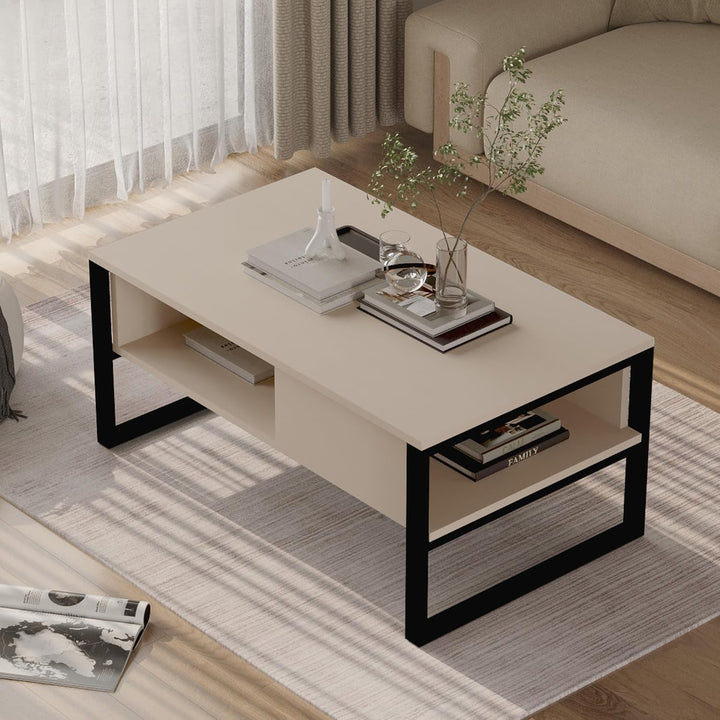 [en.casa] Couchtisch Laukaa Wohnzimmertisch Tischplatte rechteckig Beistelltisch 100 x 60 x 45 cm So