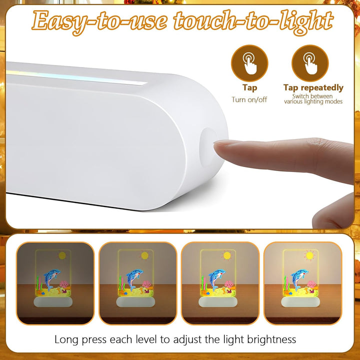 Leuchtendes Led Zeichenbrett für Kinder, 20x15cm Transparente Acryl Notiztafel mit 6 Farben Stift, D