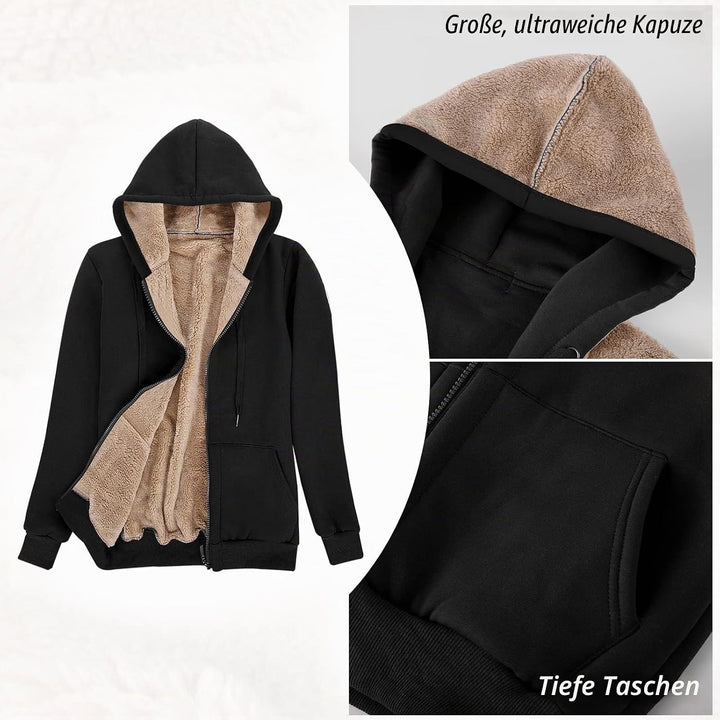 Niwicee Damen Kapuzenpullover mit Reissverschluss Winter Plus Fleecepullover Langarm Kapuzenjacke Sw