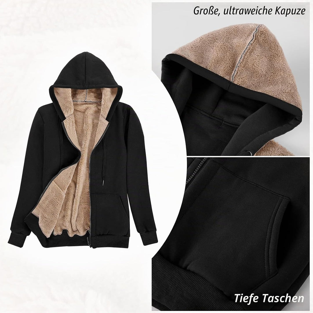 Niwicee Damen Kapuzenpullover mit Reissverschluss Winter Plus Fleecepullover Langarm Kapuzenjacke Sw