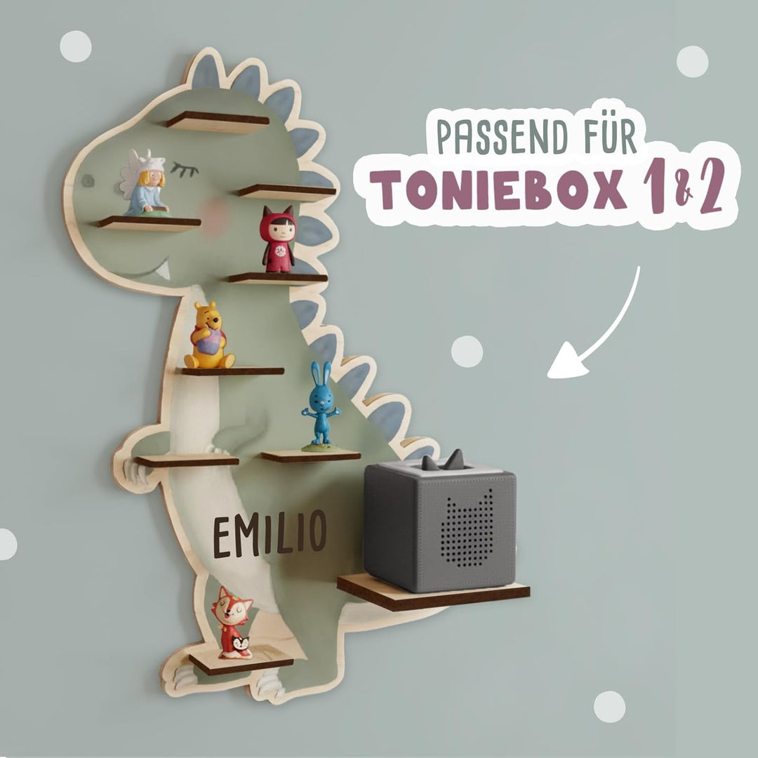 hellomini Personalisiertes Tonie Regal Jungen - Toniebox Regal mit Wunschnamen fürs Kinderzimmer - R
