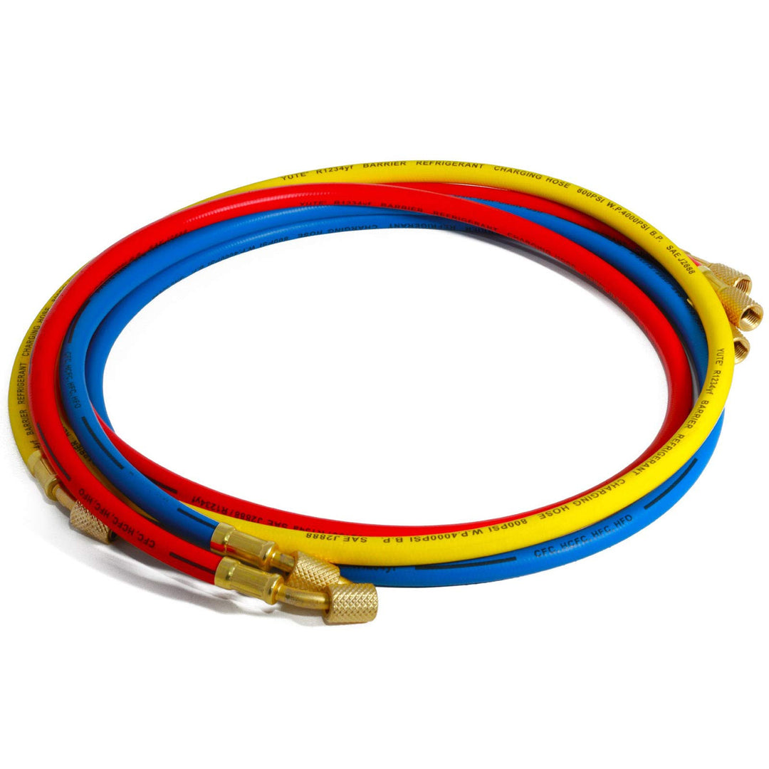 Klimaanlage Füllschlauch 3er Set, R1234yf Kfz 1,5m 1/4 SAE 1/4