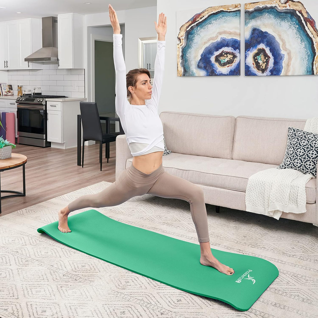 ProsourceFit Extra Thick Yoga and Pilates Mat 1/2" Green, 1/2" Green