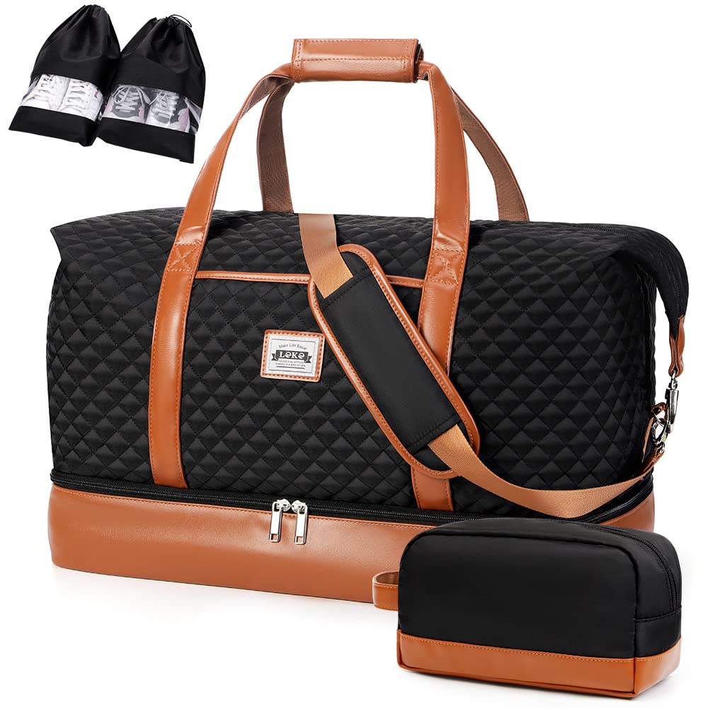 Lekespring Reisetasche Weekender Damen Gross mit Nassfach Schuhfach, 50L Doppellagige Reisetasche Ha