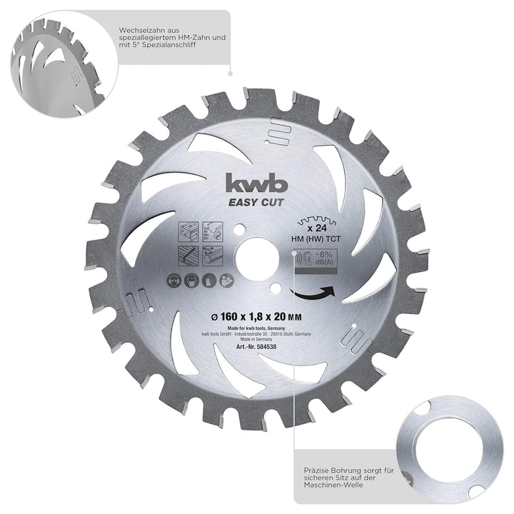 kwb Kreissägeblatt 150 x 16 mm, Made in Germany, leichtgängig, speziell für Akkumaschinen, Universal