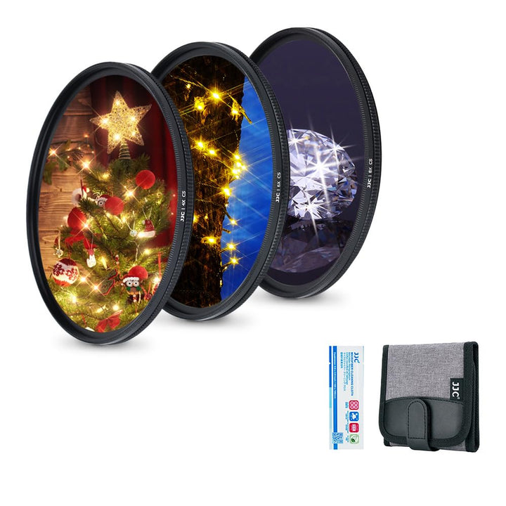 JJC 67 mm optisches Glas mit variablem Sternfilter-Set (4 Punkte, 6 Punkte und 8 Punkte) für Canon E