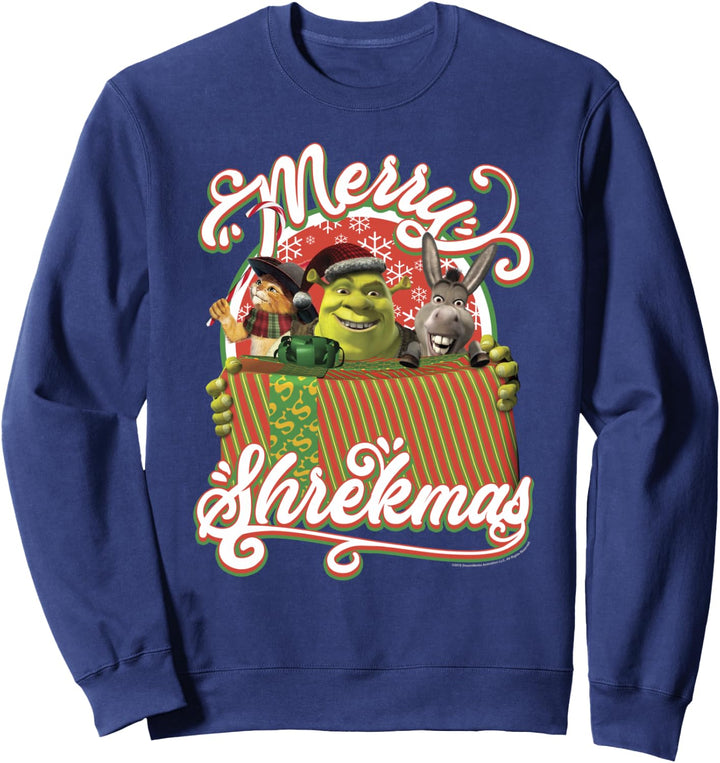Shrek Group Shot Merry Shrekmas Present Text Poster Sweatshirt