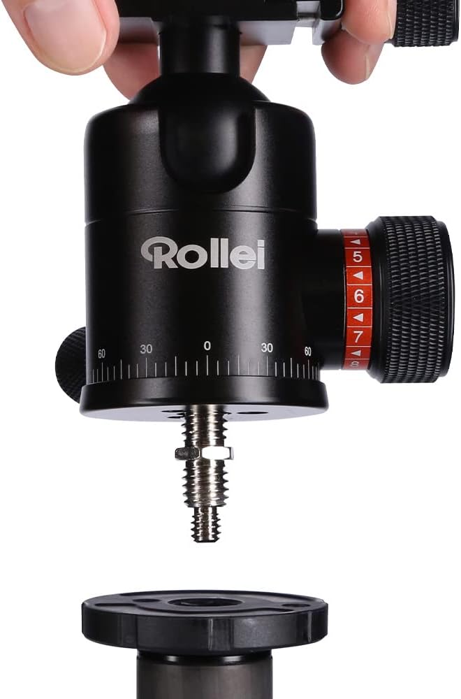 Rollei Stativ Kugelkopf für C6i Stativ, professioneller 360 Grad Stativkopf mit Friktion, 12 KG Trag