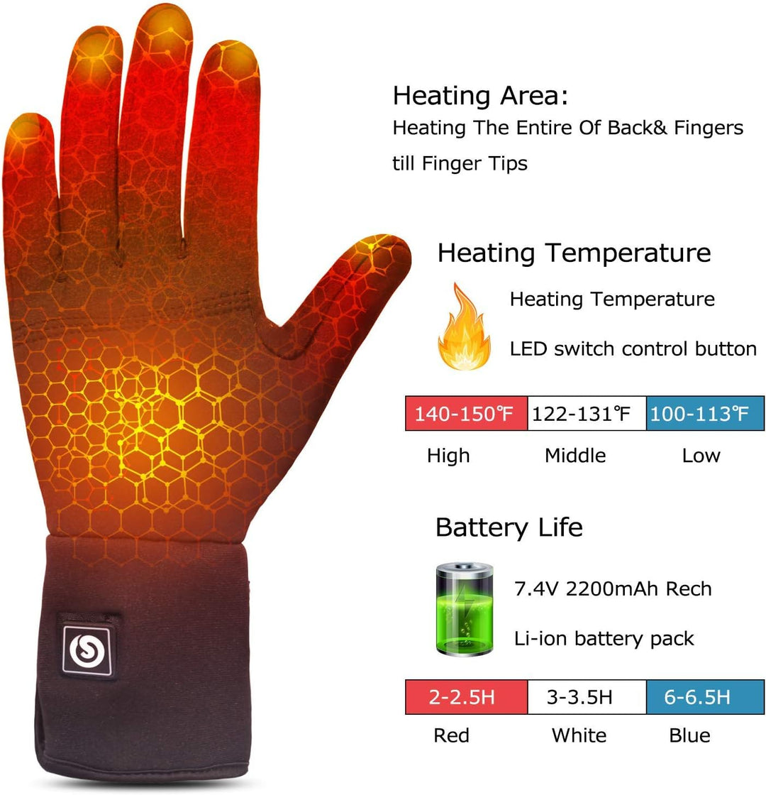 elektrische beheizte Handschuhe für Herren Damen，wiederaufladbar beheizbare Winter Handschuhe für Ou