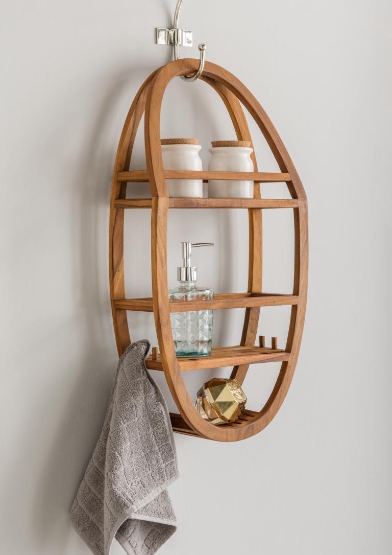 Destiny Duschablage SPA &amp; Living Wandregal oval 33x13x62 cm Teak (72020)