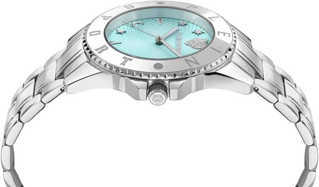Plein Sport Damen Uhr Analog Quarz Glam Edelstahl Blau, Blau
