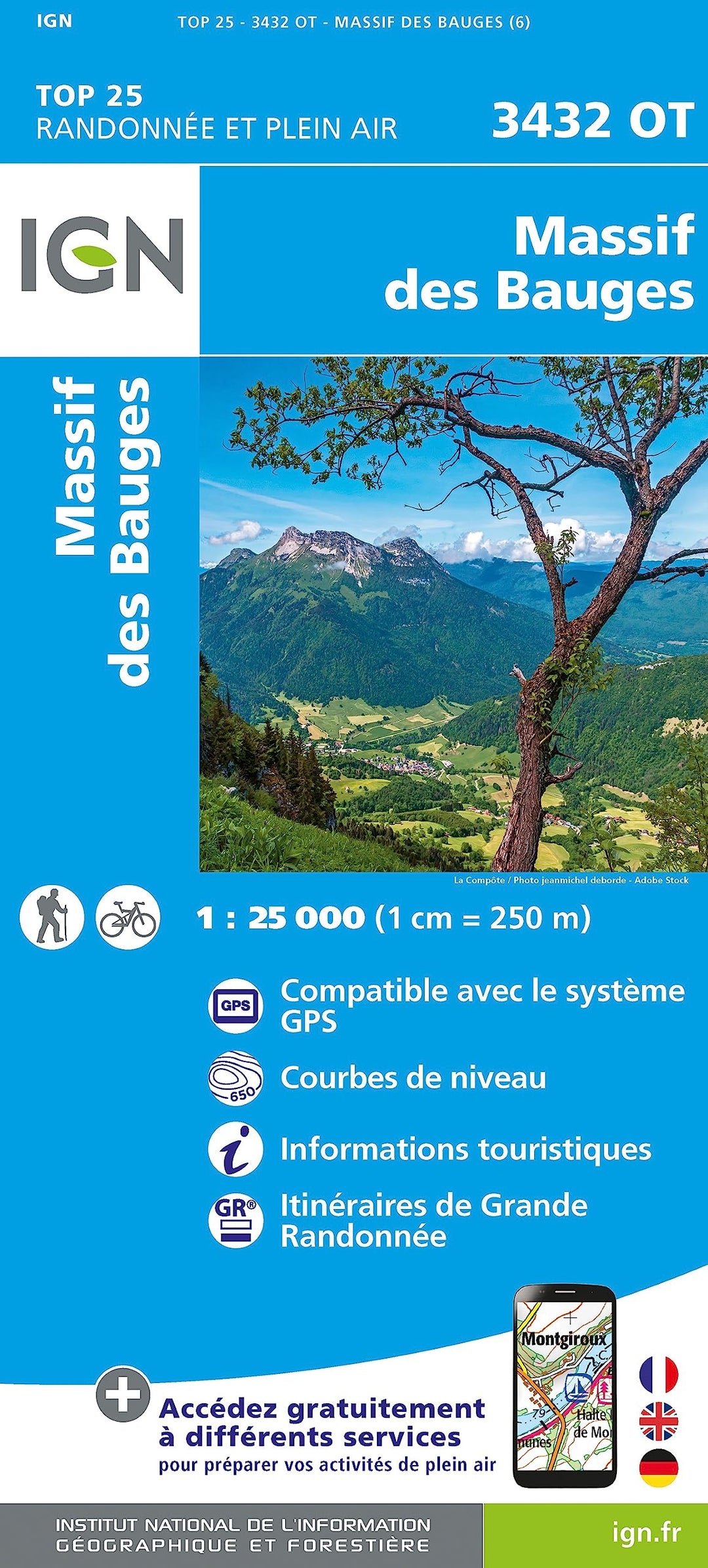 3432OT Massif des Bauges (TOP 25), Karte