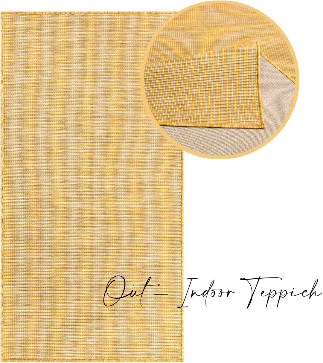 payé Outdoor Teppich Wetterfest - Gelb - 80x150cm - Läufer Küche Badezimmer Balkon Garten Terrassent