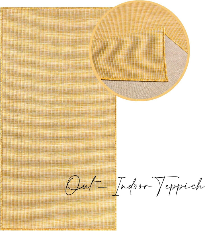 payé Outdoor Teppich Wetterfest - Gelb - 80x150cm - Läufer Küche Badezimmer Balkon Garten Terrassent