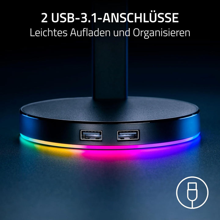 Razer Base Station V2 Chroma (Mercury) - Headset-Ständer mit USB-Hub und RGB-Beleuchtung (mit 7.1 Su