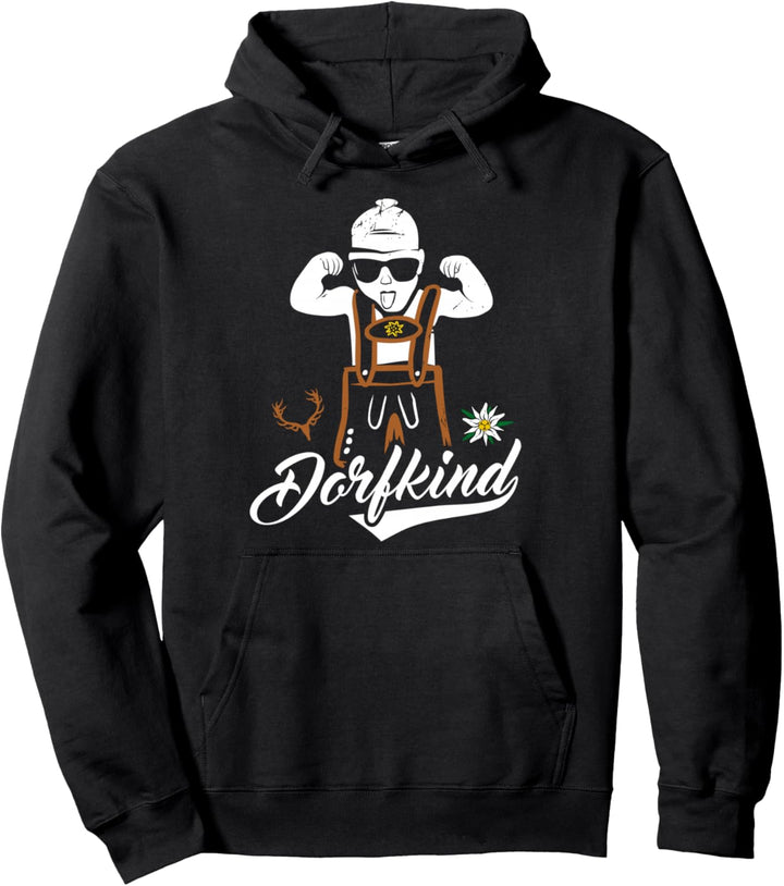 Dorfkind Lederhose Bayern Tirol Land Damen Herren Dorfkind Pullover Hoodie