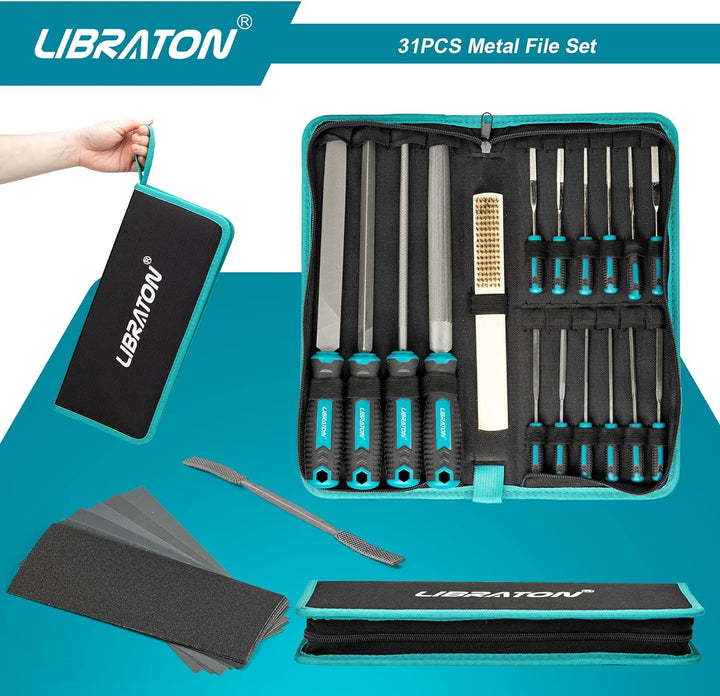 Libraton Feilenset 31tlg, Feilenset Metall, Metallfeilen Set, Schlüsselfeilen, Werkstattfeile Satz f