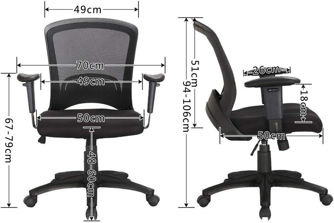 HFTEK – Bürostuhl – Schreibtischstuhl – Drehstuhl – Arbeitsstuhl mit Armlehnen für Home-Office und A