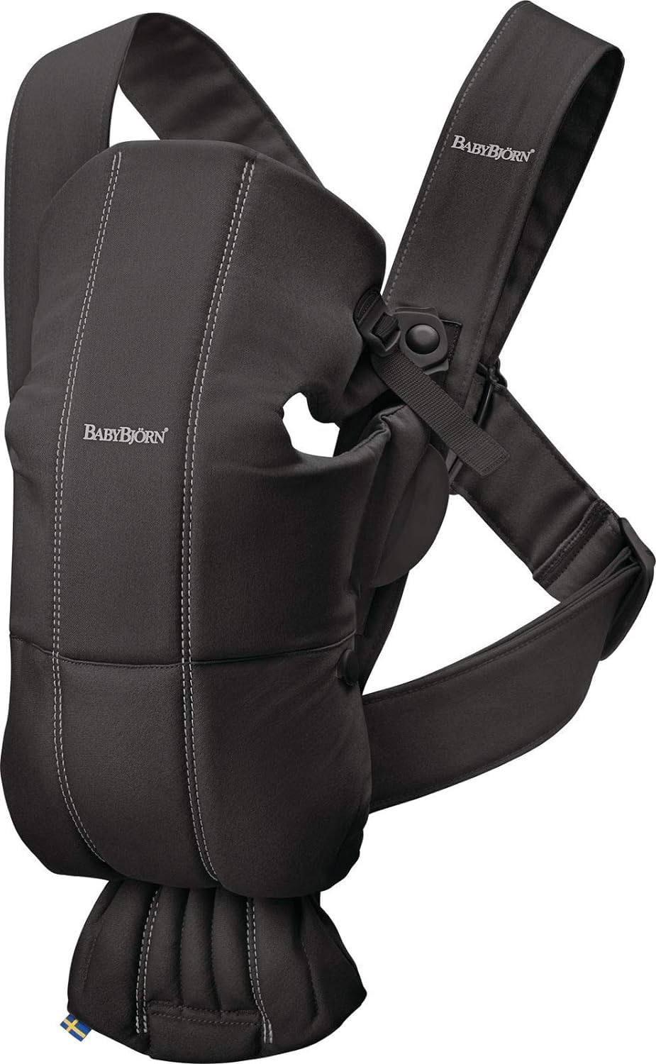 BabyBjörn Babytrage Mini, Baumwolle, Schwarz, 1 Stück (1er Pack) Baumwolle Schwarz, Baumwolle Schwar