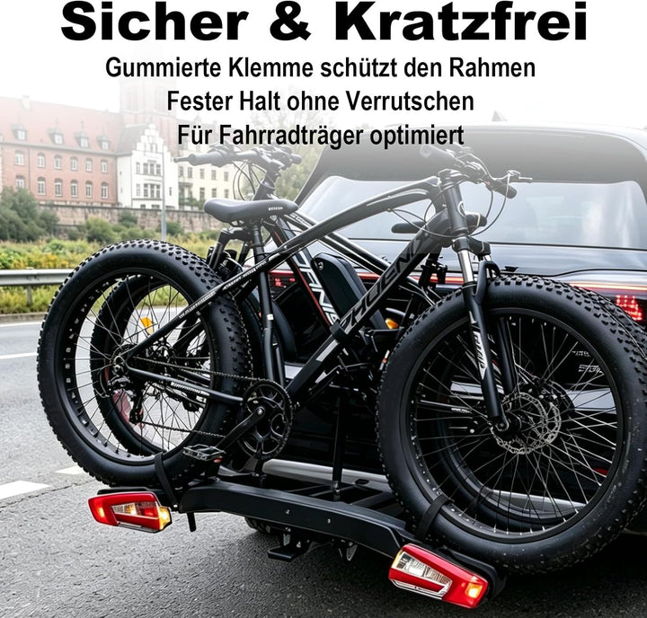 Fahrradträger Set mit Ratschenriemen, Rahmenhalter Ø25+30mm für Fahrrad/Ebike,Verstellbare Ratschenr