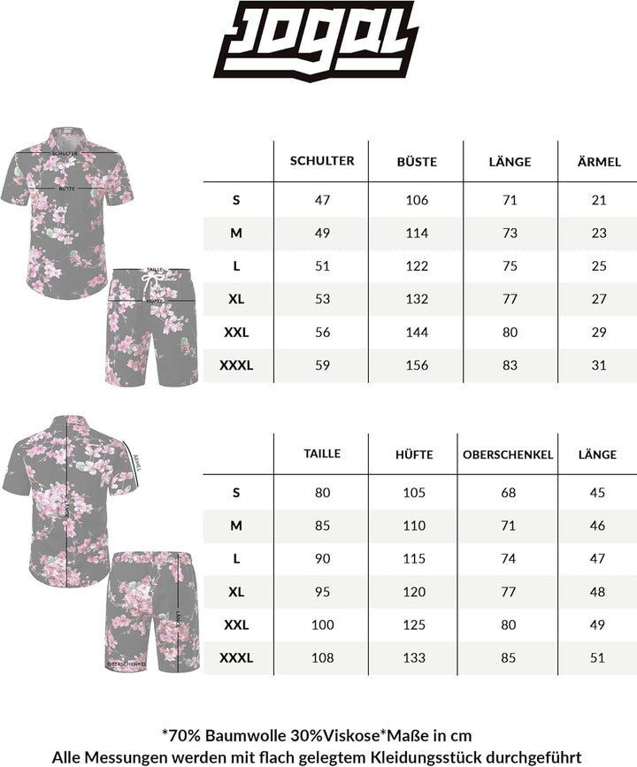 JOGAL Herren Casual Floral Blumenmuster Kurzarm Hawaiihemd Grün S, Grün S
