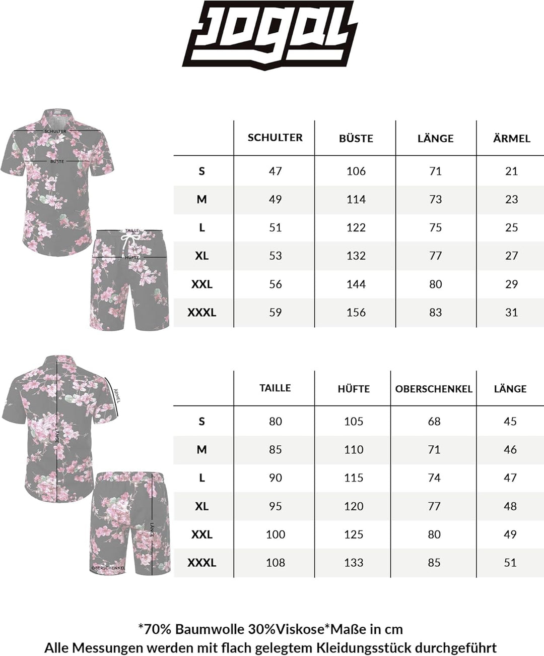 JOGAL Herren Casual Floral Blumenmuster Kurzarm Hawaiihemd Marine S, Marine S