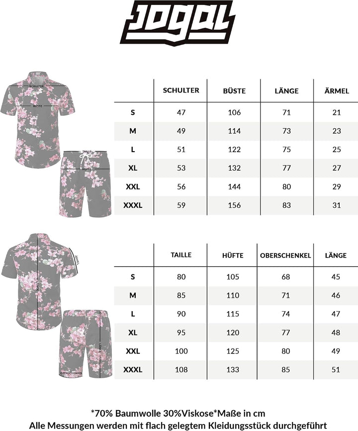 JOGAL Herren Casual Floral Blumenmuster Kurzarm Hawaiihemd Grün XXL, Grün XXL