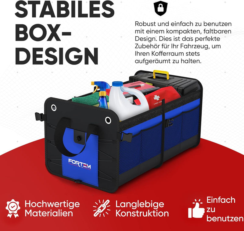 FORTEM Kofferraum Organizer, Kofferraumtasche, Zusammenklappbarer Auto Organizer Kofferraum mit Fäch