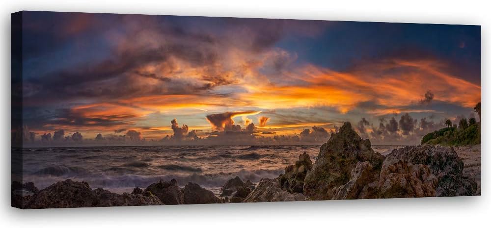 Wanddeko Landschaft Leinwandbild Kunstdruck Felsen Orange 100x40 cm Leinwandbild 100x40 cm Orange_a,