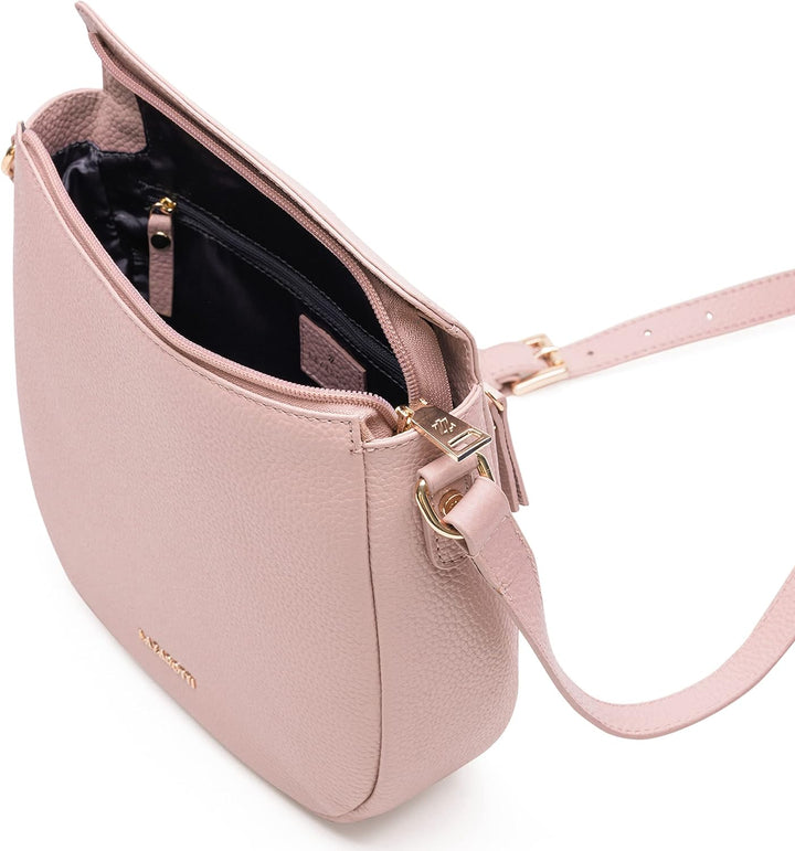 Lazarotti Bologna Leder Umhängetasche Damen | verstellbarer Schultergurt | mittelgrosse Crossbody Ba