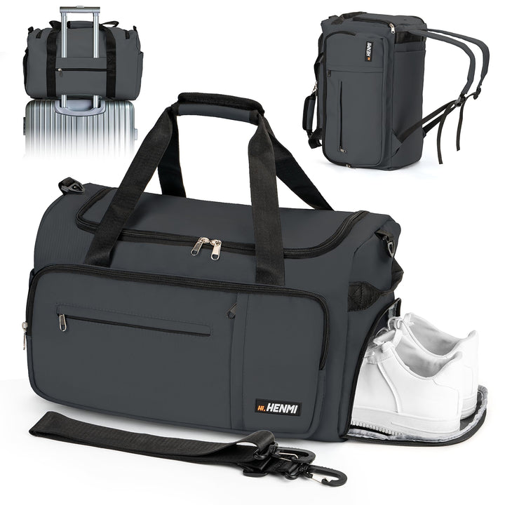 HENMI Sporttasche &amp; Reisetasche für Herren und Damen, 43L Gross gymbag mit Schuhfach und Nassfach, F