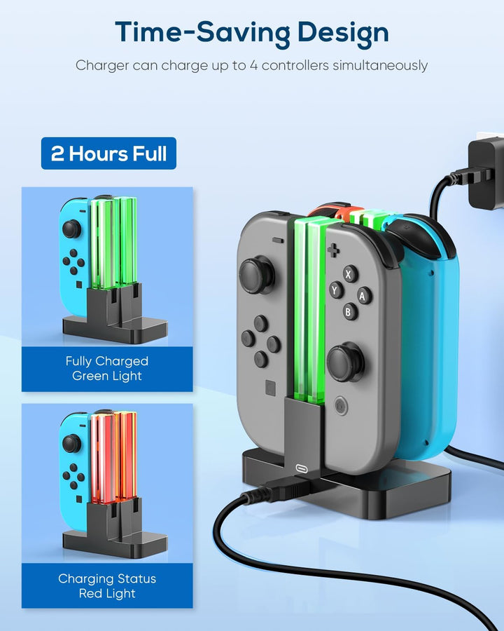 FYOUNG Switch Controller Ladestation Kompatibel mit Nintendo Switch/Switch OLED Modell Joy Con, Quad