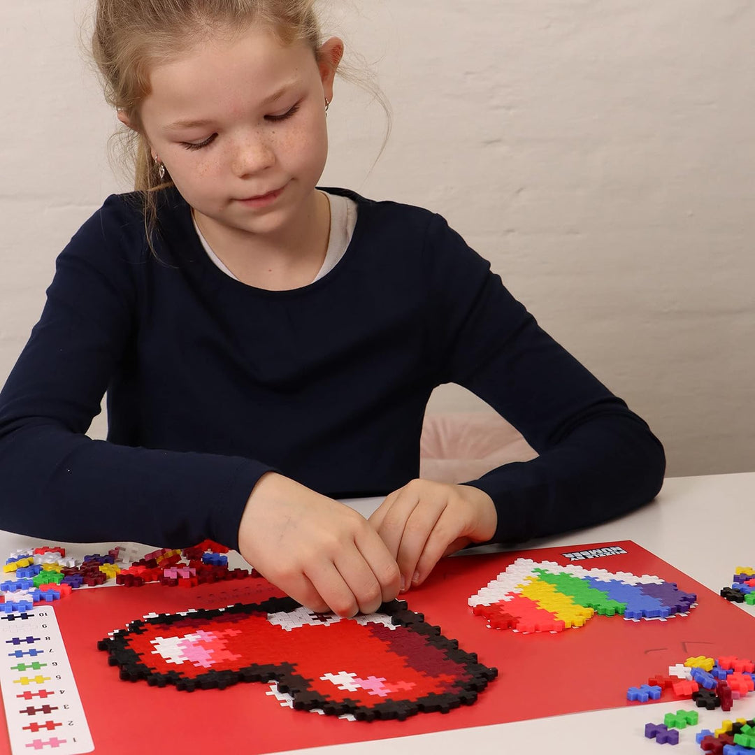 Plus-Plus 9603911 Geniales Konstruktionsspielzeug, Puzzle Herz, Kreativ-Bausteine, 250 Teile, Mehrfa