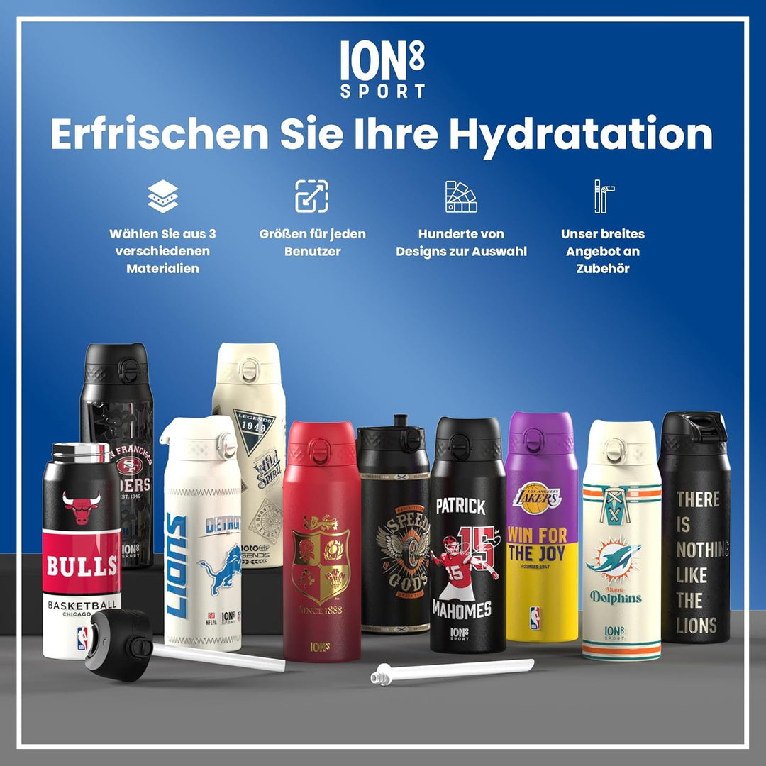ion8 NBA Brooklyn Nets Trinkflasche Mit Herausnehmbarem Strohhalm, 750ml/24oz, Auslaufsichere Isolie