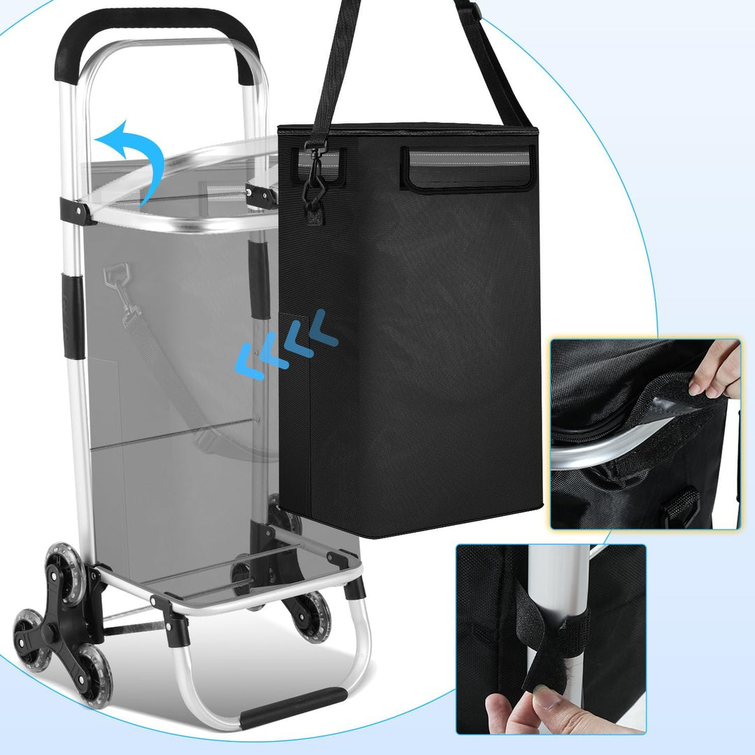 Einkaufstrolley Treppensteiger mit Kühlfach klappbar, 40L Kapazität & 40kg Tragkraft | Faltbarer Ein