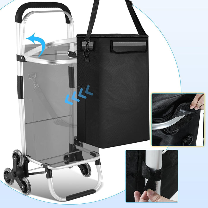 Einkaufstrolley Treppensteiger mit Kühlfach klappbar, 40L Kapazität & 40kg Tragkraft | Faltbarer Ein
