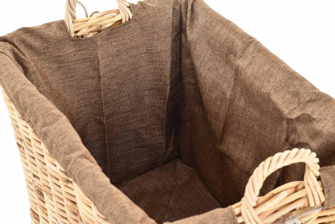 Stabiler Kaminholzkorb Flechtkorb mit Inlett Roll Holzkorb Rollkorb Natur-Rattan(Hell Natur mit Roll
